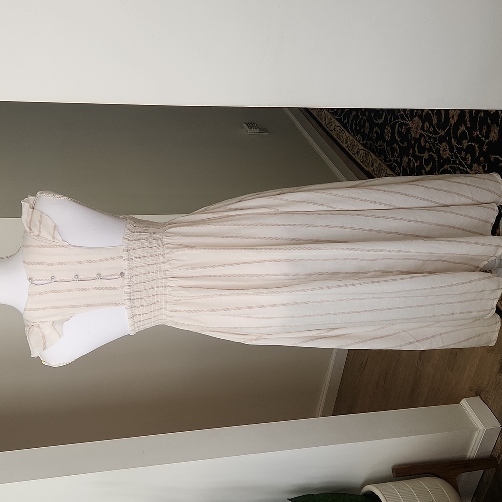 Free People Chambray Butterflies Midi Dress in Ivory Stripped XS - Picture 4 of 14